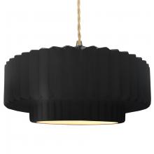 Justice Design Group CER-6555-CRB-BRSS-BEIG-TWST - Large Tier Pleated 1-Light Pendant