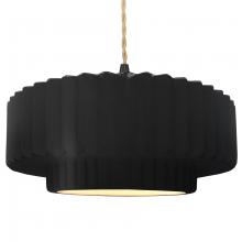 Justice Design Group CER-6555-CRB-MBLK-BEIG-TWST - Large Tier Pleated 1-Light Pendant