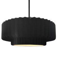 Justice Design Group CER-6555-CRB-MBLK-RIGID - Large Tier Pleated 1-Light Pendant