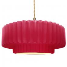 Justice Design Group CER-6555-CRSE-BRSS-BEIG-TWST - Large Tier Pleated 1-Light Pendant