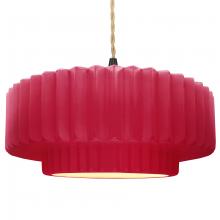 Justice Design Group CER-6555-CRSE-MBLK-BEIG-TWST - Large Tier Pleated 1-Light Pendant