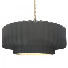 Justice Design Group CER-6555-GRY-BRSS-BEIG-TWST - Large Tier Pleated 1-Light Pendant