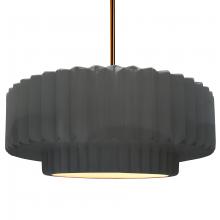 Justice Design Group CER-6555-GRY-BRSS-RIGID - Large Tier Pleated 1-Light Pendant