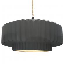 Justice Design Group CER-6555-GRY-MBLK-BEIG-TWST - Large Tier Pleated 1-Light Pendant