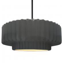 Justice Design Group CER-6555-GRY-MBLK-RIGID - Large Tier Pleated 1-Light Pendant