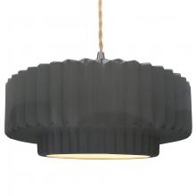 Justice Design Group CER-6555-GRY-NCKL-BEIG-TWST - Large Tier Pleated 1-Light Pendant