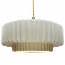 Justice Design Group CER-6555-MAT-BRSS-BEIG-TWST - Large Tier Pleated 1-Light Pendant