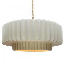 Justice Design Group CER-6555-MTGD-BRSS-BEIG-TWST - Large Tier Pleated 1-Light Pendant