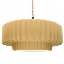 Justice Design Group CER-6555-MYLW-MBLK-BEIG-TWST - Large Tier Pleated 1-Light Pendant