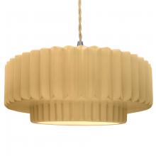 Justice Design Group CER-6555-MYLW-NCKL-BEIG-TWST - Large Tier Pleated 1-Light Pendant