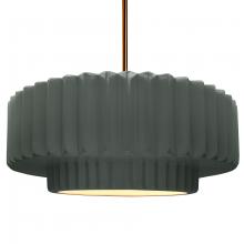 Justice Design Group CER-6555-PWGN-BRSS-RIGID - Large Tier Pleated 1-Light Pendant