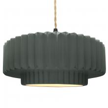 Justice Design Group CER-6555-PWGN-MBLK-BEIG-TWST - Large Tier Pleated 1-Light Pendant