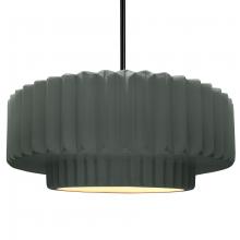 Justice Design Group CER-6555-PWGN-MBLK-RIGID - Large Tier Pleated 1-Light Pendant