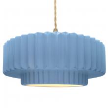 Justice Design Group CER-6555-SKBL-BRSS-BEIG-TWST - Large Tier Pleated 1-Light Pendant