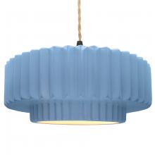 Justice Design Group CER-6555-SKBL-MBLK-BEIG-TWST - Large Tier Pleated 1-Light Pendant