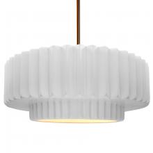 Justice Design Group CER-6555-WHT-BRSS-RIGID - Large Tier Pleated 1-Light Pendant