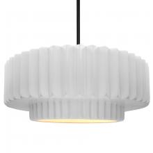 Justice Design Group CER-6555-WHT-MBLK-RIGID - Large Tier Pleated 1-Light Pendant