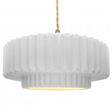 Justice Design Group CER-6555-WTWT-BRSS-BEIG-TWST - Large Tier Pleated 1-Light Pendant