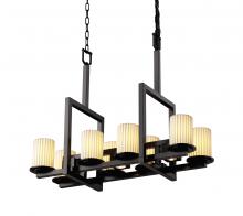 Justice Design Group POR-8718-10-PLET-MBLK - Dakota 8-Up & 3-Downlight Bridge Chandelier