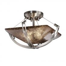 Justice Design Group FSN-9710-25-MROR-NCKL-LED-2000 - 14" Semi-Flush Bowl w/ Crossbar