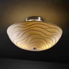 Justice Design Group POR-8819-35-WAVE-NCKL-LED-2000 - 14" Round Bowl Semi-Flush