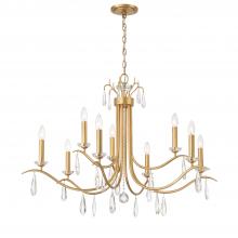 Crystorama ROL-18819-GA - Rollins 9 Light Antique Gold Chandelier