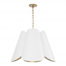 Capital Canada 355441RE - 4Lt Modern Botanical Pendant in Matte White w/ Painted Matte Brass Interior