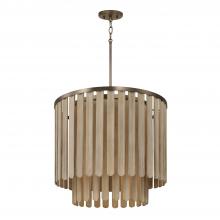 Capital Canada 355651DR - 5-Light Pendant in Dark Brass with Handcrafted Mango Wood in Nordic Grey Stain