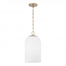 Capital Canada 355811MA-554 - 1-Light Capsule Pendant in Matte Brass with Soft White Glass and Alternating Loop Designer Chain