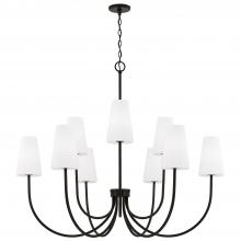 Capital Canada 455291MB-550 - 9-Light Two-Tier Chandelier in Matte Black with Tapered Soft White Glass