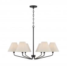 Capital Canada 456661ES-713 - 6-Light Angular Chandelier in Espresso with Tapered Soft Tan Fabric Shades