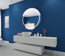 Paris Mirrors HARMR4444CCT - Harmony Round Mirror (Frontlit,Polished Edge,Inset LEDs)