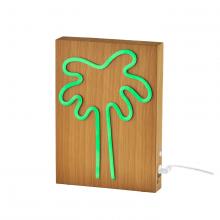 AFJ - Adesso SL3720-12 - Wood Framed Neon Palm Tree Table/Wall Lamp