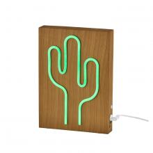 AFJ - Adesso SL3721-12 - Wood Framed Neon Cactus Table/Wall Lamp