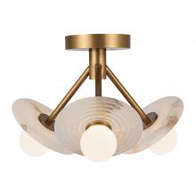 Alora Lighting SF346313VBAR - Dahlia 13-in Vintage Brass/Alabaster LED Semi Flush Mount