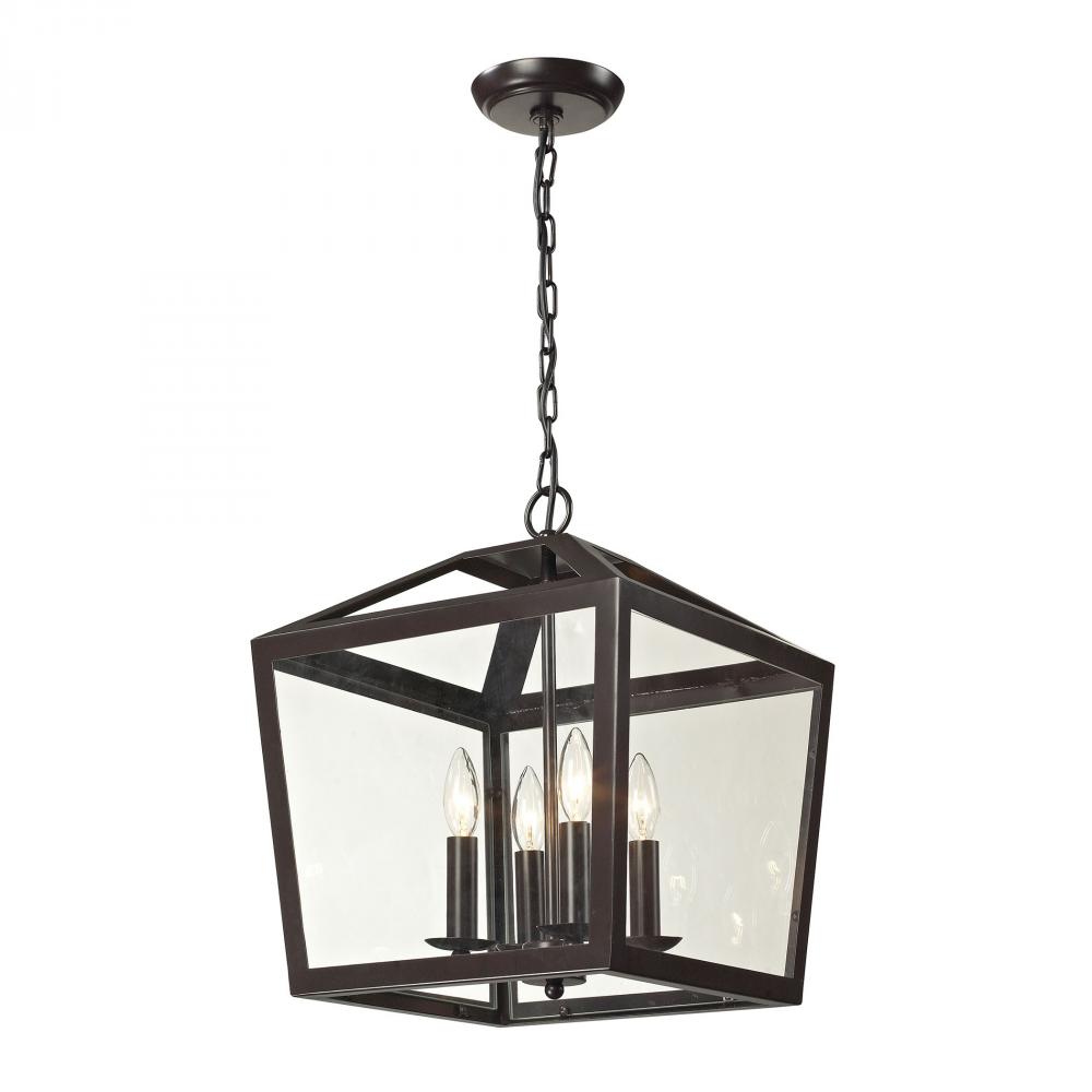 Alanna 4 Light Pendant In Oil Rubbed Bronze With Clear Glass